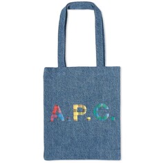 Джинсовая большая сумка с логотипом apc lou tartan, вымытый индиго A.P.C.