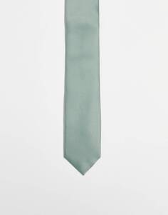 Серо-зеленый атласный галстук ASOS DESIGN