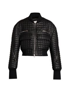 Укороченная стеганая куртка из искусственной кожи Stella McCartney, черный