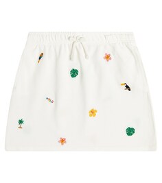 Хлопковая юбка с вышивкой Polo Ralph Lauren, белый