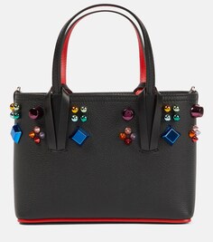 Декорированная кожаная сумка с короткими ручками Cabata Mini Christian Louboutin, красный