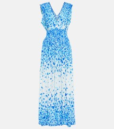 Платье миди Faye с принтом POUPETTE ST BARTH, синий