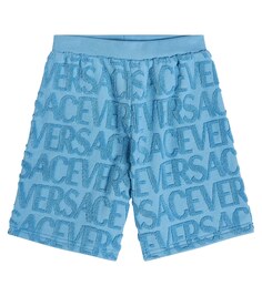Хлопковые шорты с логотипом Versace, синий