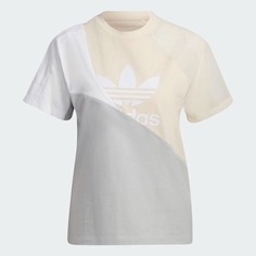 Футболка Adidas Originals Adicolor Split Trefoil, белый/мультиколор