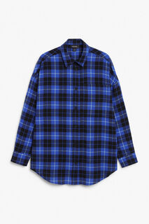 Легкая фланелевая рубашка Monki свободного кроя, синий/коричневый/черный