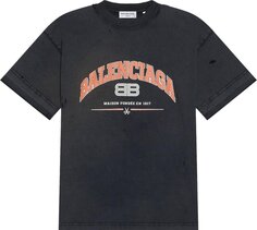Футболка Balenciaga Medium Fit T-Shirt &apos;Black/Orange/White&apos;, черный