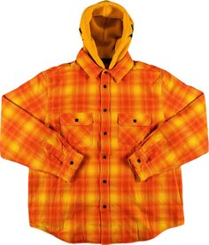 Рубашка Supreme Hooded Flannel Zip Up Shirt &apos;Orange&apos;, оранжевый