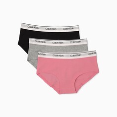 Комплект трусов для девочек Calvin Klein Modern Cotton, 3 шт, розовый/серый/черный