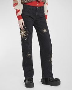 Джинсовые брюки с украшением The Wandering Star Alanui