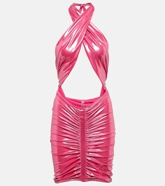 Мини-платье Stallion из ткани ламе с вырезами REINA OLGA, розовый