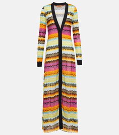 Платье макси с глубоким V-образным вырезом и принтом Missoni, разноцветный