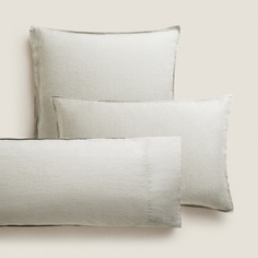 Наволочка Zara Home Washed Linen, 140 г/м², серо-зеленый