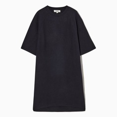 Платье-футболка COS Oversized-fit Wool, темно-синий