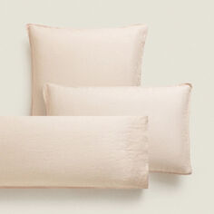 Наволочка Zara Home (140 gsm) Washed Linen, светло-розовый