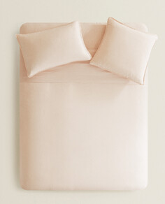 Пододеяльник Zara Home Washed Linen Duvet, 140 г/м², персиковый