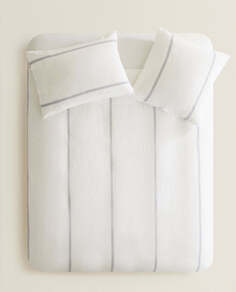 Пододеяльник Zara Home Striped Linen, белый/синий