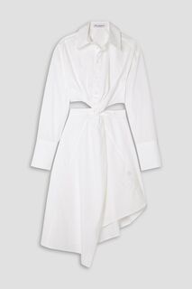 Платье-рубашка из крученого хлопкового поплина с вырезом JW ANDERSON, белый