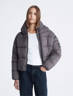 Куртка Calvin Klein Boxy Hooded Puffer, серый