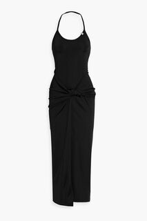 Платье миди эластичной вязки с воротником-халтер и закрученным передом 1017 ALYX 9SM, черный