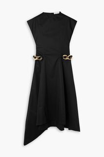 Асимметричное платье миди из хлопка и габардина, украшенное цепочкой JW ANDERSON, черный