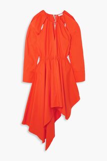 Платье миди из хлопка с асимметричным вырезом JW ANDERSON, папайя