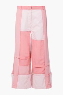 Широкие брюки из хлопка с начесом, крепдешина и хлопка в стиле пэчворк JW ANDERSON, розовый