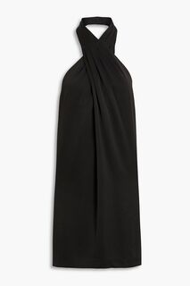 Платье с воротником-халтер из атласного крепа и закрученным передом 3.1 PHILLIP LIM, черный