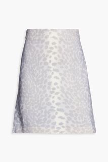 Мини-юбка леопардовой вязки из шерсти и кашемира KENZO, серый