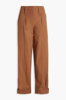 Зауженные брюки из хлопкового твила со складками KENZO, коричневый