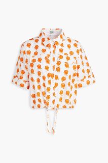 Рубашка из хлопкового поплина с цветочным принтом KENZO, оранжевый