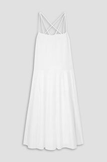 Плиссированное платье миди из хлопково-поплина KHAITE, белый