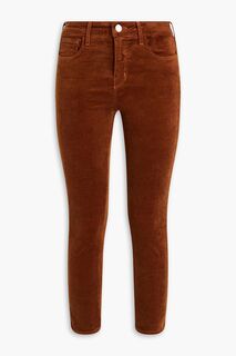 Укороченные бархатные брюки-скинни из смесового хлопка L&apos;AGENCE, коричневый L'agence