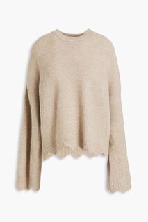 Вязаный свитер с фестончатым меланжевым начесом 3.1 PHILLIP LIM, серо-коричневый