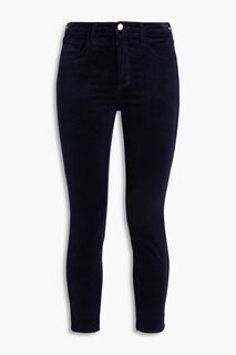 Укороченные бархатные брюки-скинни из смесового хлопка L&apos;AGENCE, синий L'agence