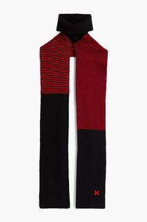 Полосатый шерстяной шарф Kenzo, черный