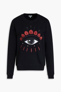 Толстовка из хлопковой махры с французской вышивкой KENZO, черный