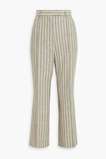 Расклешенные брюки из твида в полоску с добавлением шерсти и хлопка ACNE STUDIOS, серый