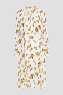 Платье миди из шелкового шифона с эффектом металлик fil-купе ADAM LIPPES, белый