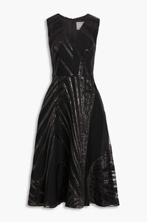 Платье-купе цвета металлик LELA ROSE, черный