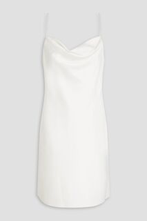 Платье мини из эластичного атласа с драпировкой и кристаллами AIDAN MATTOX, белый