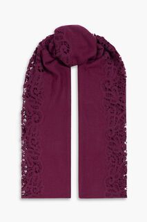 Кашемировый шарф, связанный крючком LORO PIANA, бордовый