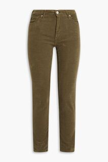 Вельветовые брюки-скинни из смесового хлопка AG JEANS, зеленый
