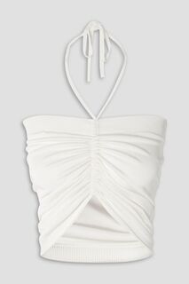 Укороченный вязаный топ Paula&apos;s Ibiza со сборками и воротником-хомутом Loewe, белый