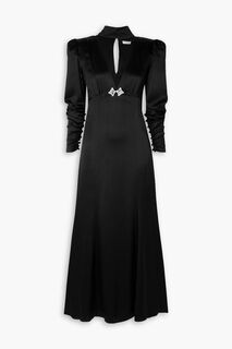 Платье макси из шелкового атласа, украшенное кристаллами и вырезом ALESSANDRA RICH, черный