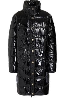 Стеганое блестящее пальто-ракушка LOVE MOSCHINO, черный