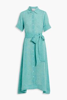 Платье-рубашка миди из смесового льна и газа LISA MARIE FERNANDEZ, бирюзовый