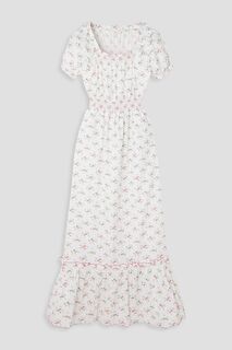 Платье макси Stefania из хлопкового поплина с цветочным принтом LORETTA CAPONI, белый