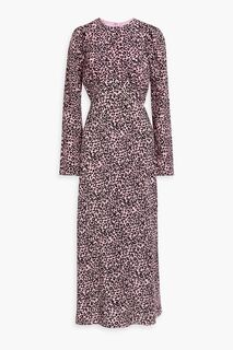 Плиссированное платье макси из шелкового крепдешина с леопардовым принтом LES RÊVERIES, розовый