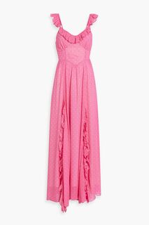 Шифоновое платье макси Junia с оборками в горошек LOVESHACKFANCY, розовый