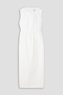 Платье миди из хлопкового поплина со складками Levantine LOULOU STUDIO, белый